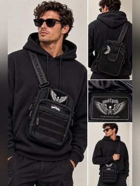 NWT WOLFpak 9L Deathwing Tactical Sling Bag Black Skull Crossbody EDC